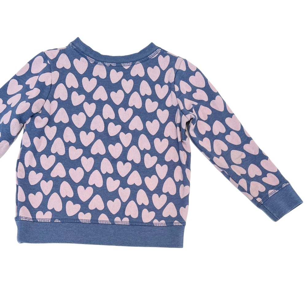 Cat & Jack Fleece Lined Kids Navy and Pink Heart Pattern Sweatshirt | Girls 5T - Picture 5 of 7